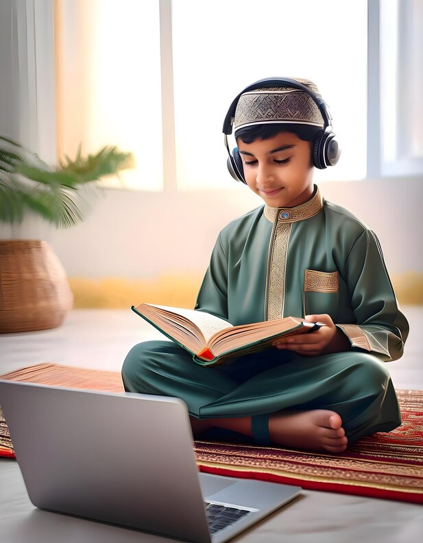 Young student learning Quran online